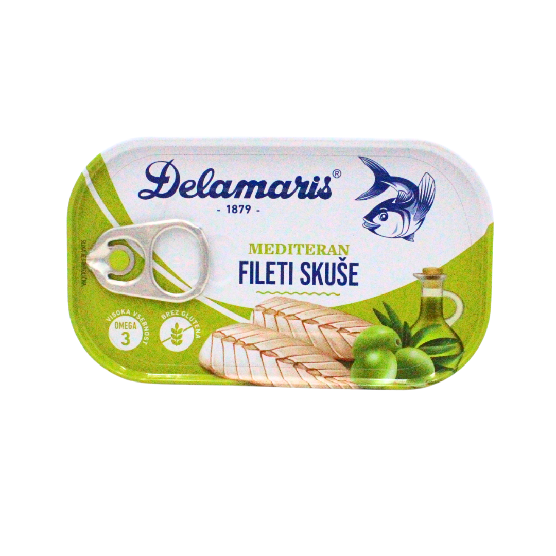 174 Skuša fileti u maslinovom ulju 125g Delamaris - Image 1