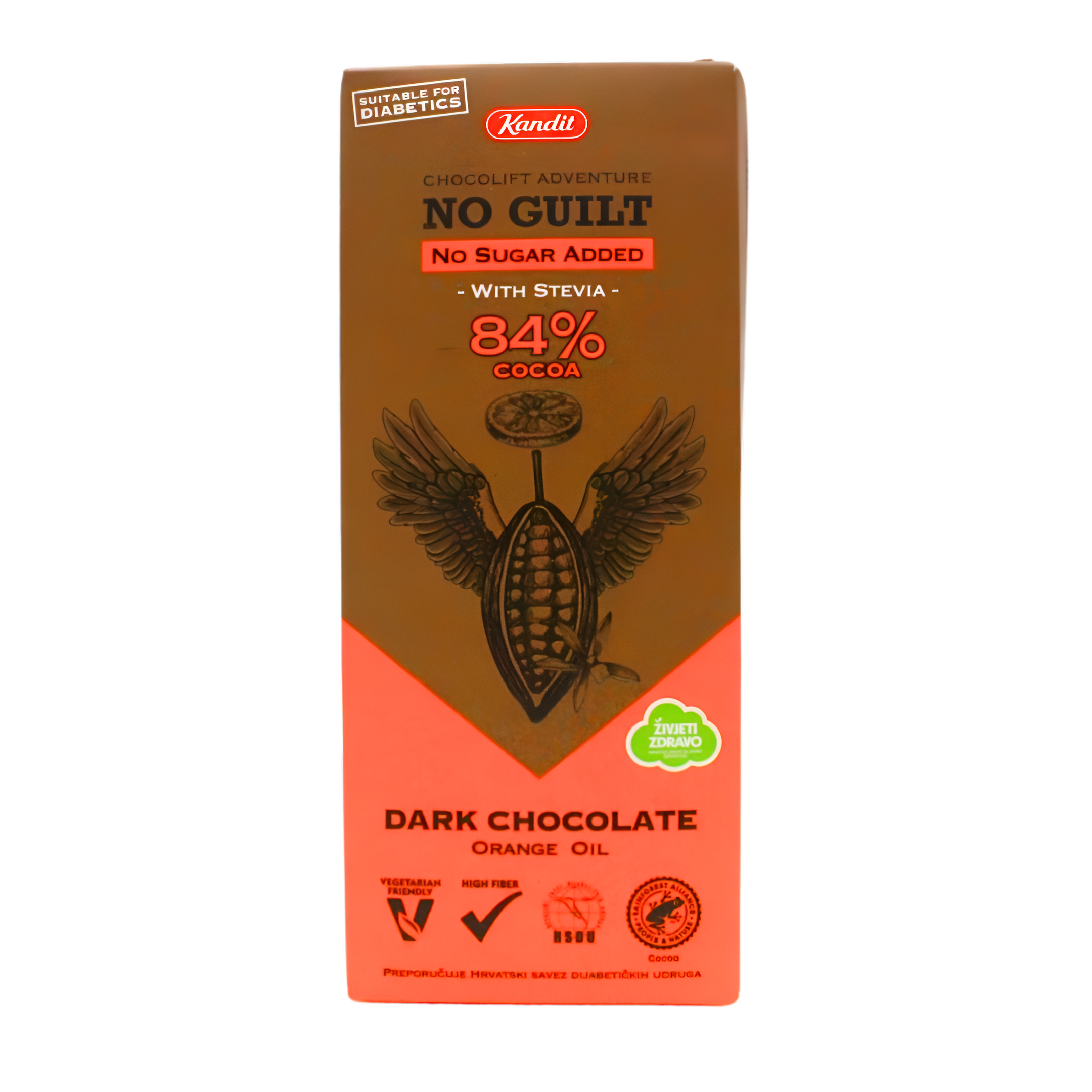 320-1 Čokolada No Guilt tamna čokolada bez dodanog šećera 84% kakaa,80g - Image 1