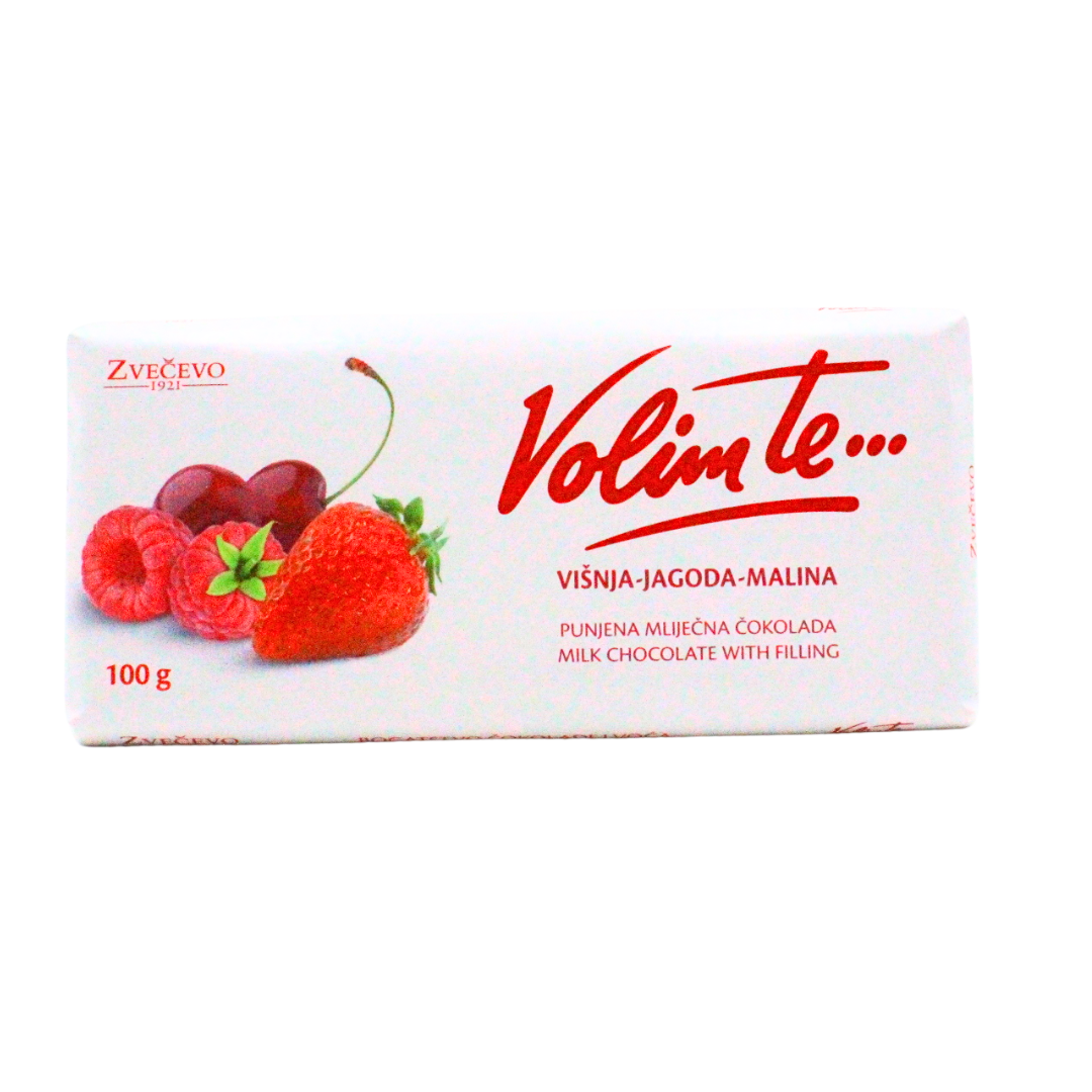 60 (3) Čokolada Volim te višnja-jagoda-malina 100g - Image 1
