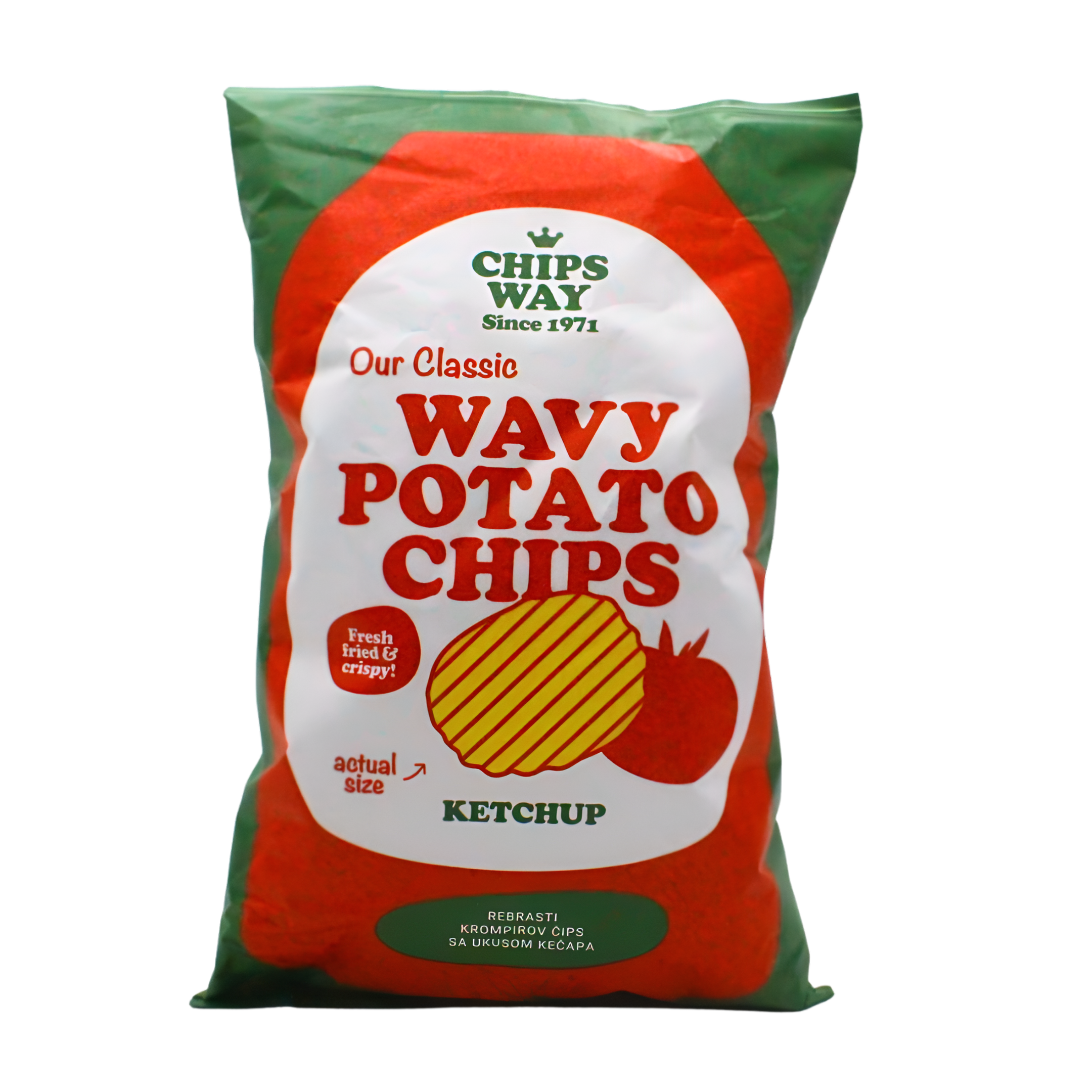 421-1 Čips rebrasti ketchup 150g Chips Way - Image 1