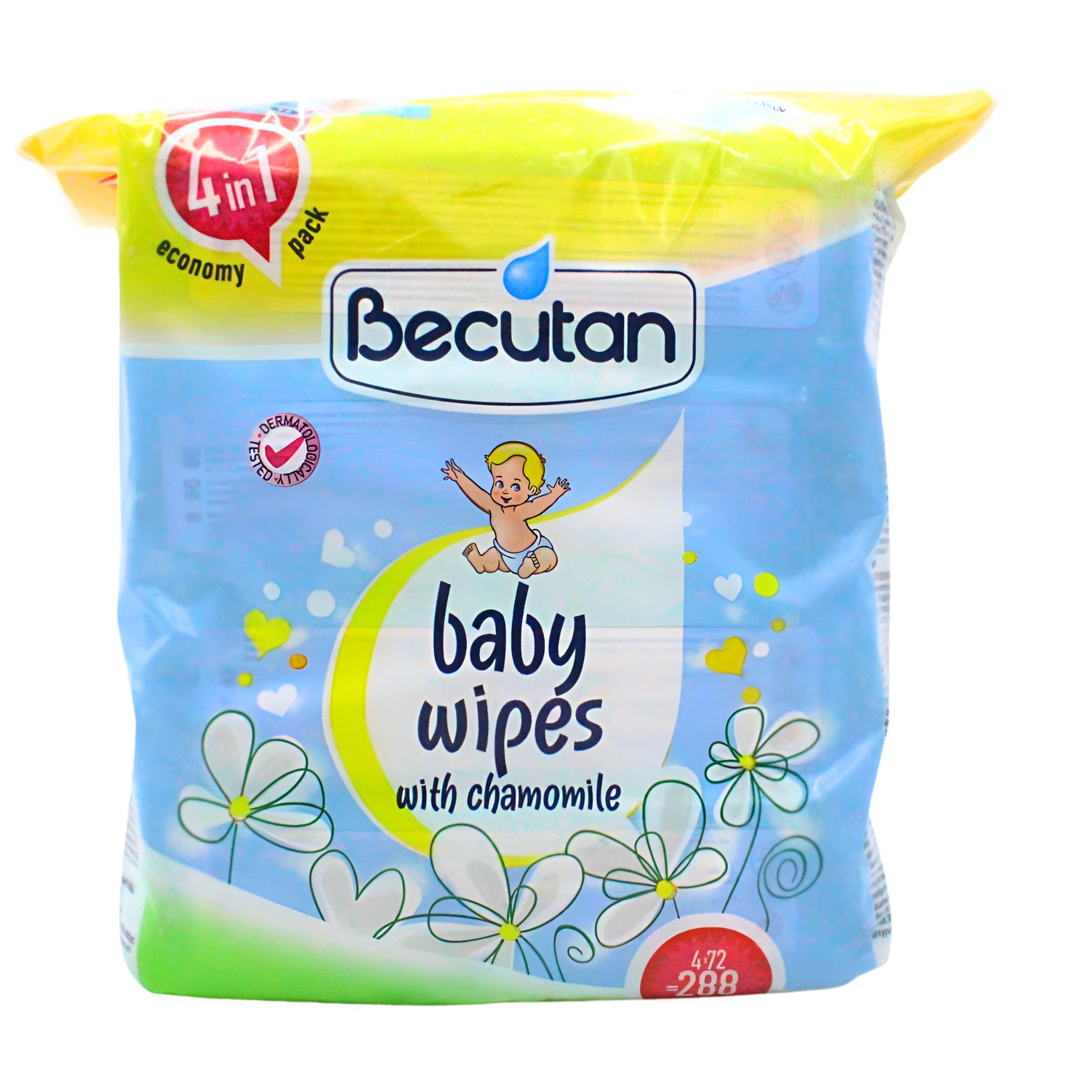 468-1 Baby vlažne maramice kamilica Becutan 4x72, 288kom - Image 1