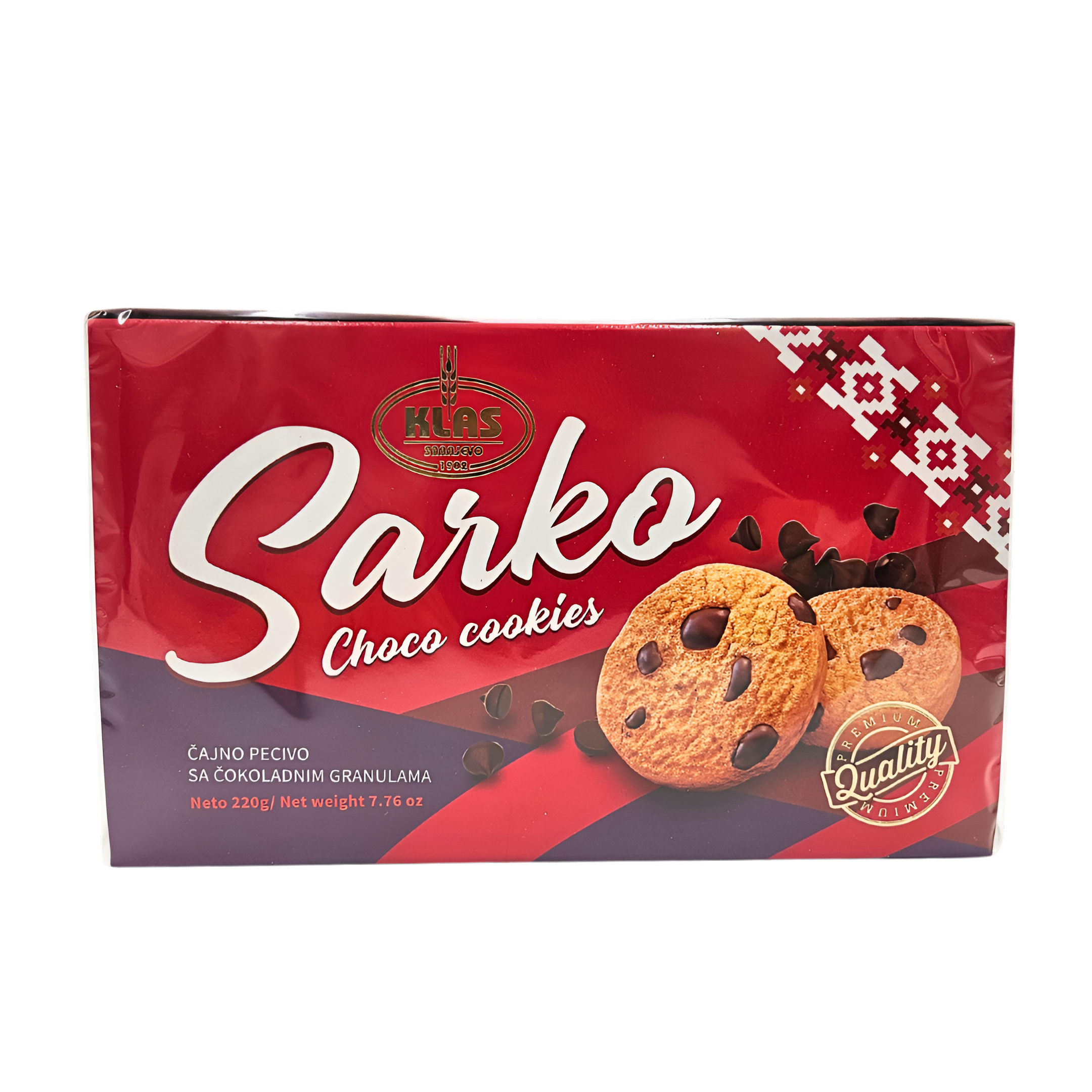 82 Čajno pecivo sa čokoladnim granulama-Sarko choco cookies,220g Klas - Image 1